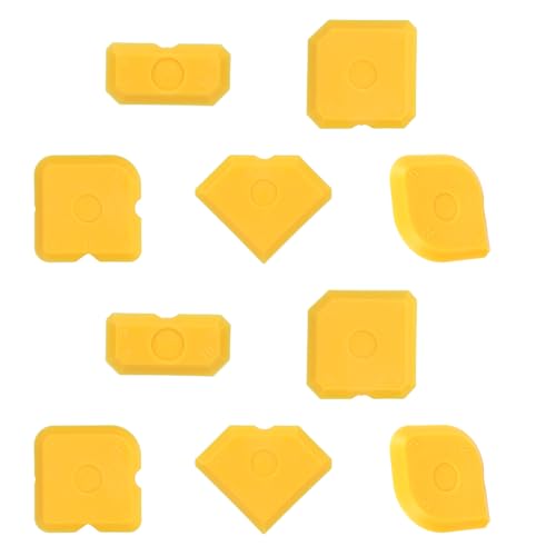 Tinoaly 10pcs Silicone Cramer Spreader Caulking Tool Kit, Sealant Profiling Finishing Smoothing Tool Caulk Remover Grout Scraper Mastic Applicator for Kitchen Bathroom Floor Window Sink (Yellow) - color: Yellow