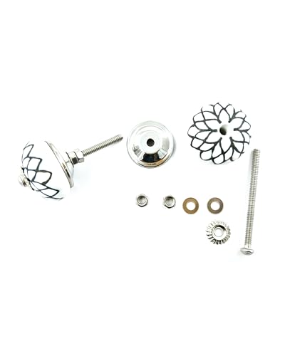 Set of 10 Ceramic Cabinet Colorful Knobs for Kitchen, Cabinet, Drawer, Wardrobe (Black & White4) - color: Black & White4