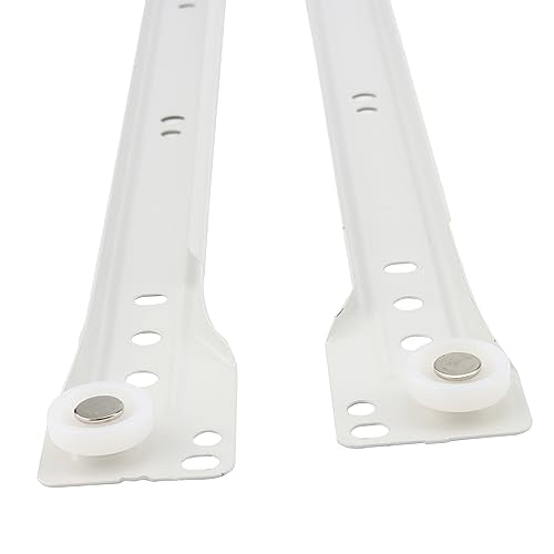 MOUYAT 6 Pairs 16 inch Bottom Mount Drawer Slide, Heavy Duty Drawer Rails with Mounting Screws, Replace Drawer Track Hardware, Fits Bottom/Side-Mounted Drawer, White