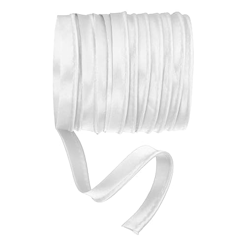 YELARXI Maxi Piping Bias Tape, 5 Yards Piping Trim with Cord Satin Binding Lip Cord Trim Fit for Sewing Garment Webbing Trimming Crafts Decorating - (White) - color: White