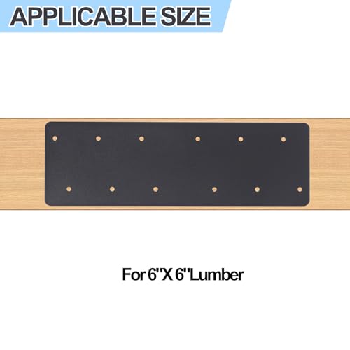 2 Pcs Straight Steel Plate, I Shape Flat Bracket (actual size 15.7 “L x 4.8 ”W), Heavy Duty Black Flat Straight Mending Bracket Plate For 6"x6” Repairing House Beams, Furniture, Gazebos, Truss Frames