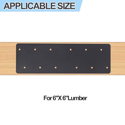 2 Pcs Straight Steel Plate, I Shape Flat Bracket (actual size 15.7 “L x 4.8 ”W), Heavy Duty Black Flat Straight Mending Bracket Plate For 6"x6” Repairing House Beams, Furniture, Gazebos, Truss Frames