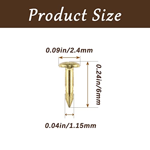 BokWin 200 Pcs Tiny Brad Nails 1.2x6mm Brass - color: Gold