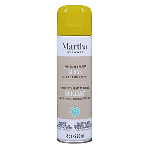 MARTHA STEWART Paint & Primer 8oz Spray Paint, Gloss Meyer Lemon Yellow (42891) - color: Gloss Meyer Lemon Yellow