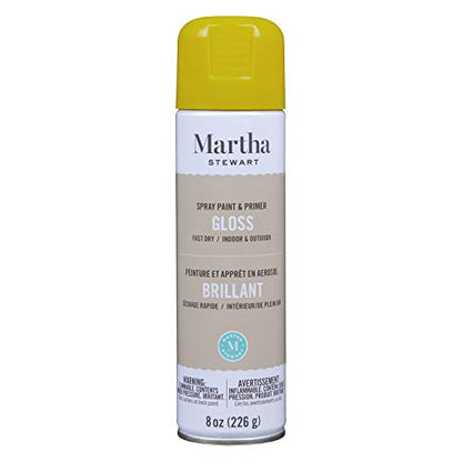 MARTHA STEWART Paint & Primer 8oz Spray Paint, Gloss Meyer Lemon Yellow (42891) - color: Gloss Meyer Lemon Yellow