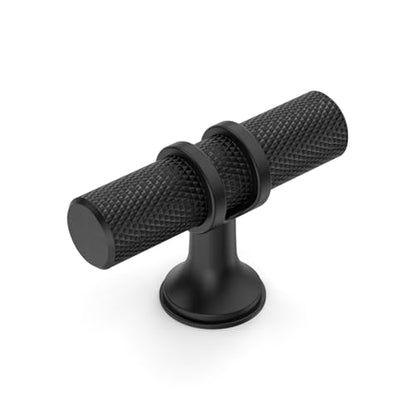 10 Pack Matte Black Knurled Cabinet Knobs Kitchen Black Knobs Drawer Pulls Hardware for Cupboard - color: Matte Black, size: Single Hole Mount - Knob