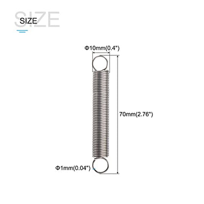 METALLIXITY Extension Spring (1x10x70mm/0.04"x0.4"x2.76") 5Pcs, 304 Stainless Steel Tension Spring Wire - for Home Repair Construction Machinery - size: 0.04"x0.4"x2.76"