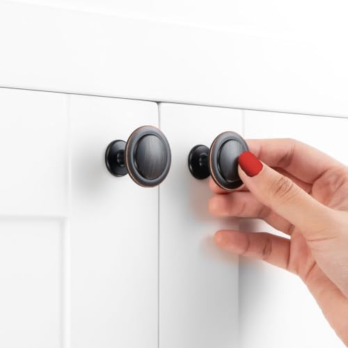 Oil Rubbed Bronze Cabinet Knobs Round Kitchen Pulls 10 Pack 8222 - color: Oil Rubbed Bronze, size: 1-1/4 Inches, style: 10 Pack Round Knob