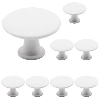 8 Pcs White Cabinet Knobs, Round Dresser Knob Kitchen Drawer Knobs, Single Hole Cupboard Door Knob Dresser Drawer Pulls Handles - color: White, size: 8 Pack