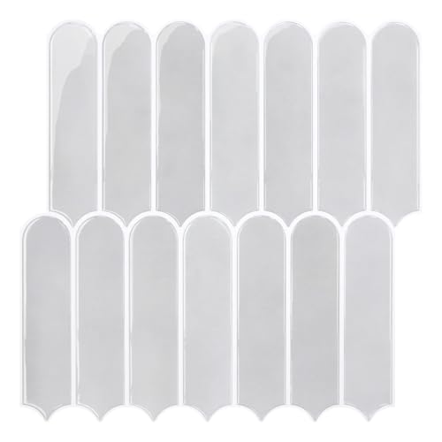 Commomy Thicker White Peel and Stick Tiles Backsplash 10 pcs of 12" x 12" - color: Glossy Gray & Thicker Design