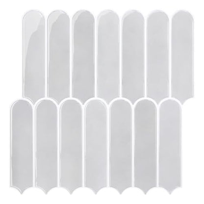 Commomy Thicker White Peel and Stick Tiles Backsplash 10 pcs of 12" x 12" - color: Glossy Gray & Thicker Design