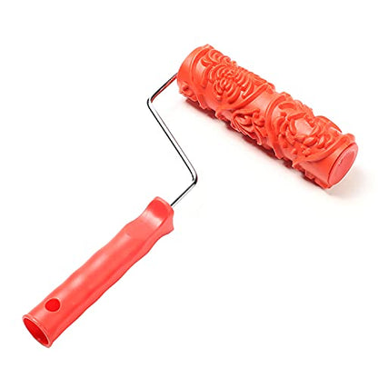 Utoolmart 7" Home Wall Rubber Paint Roller 175mm Wooden Grain Painting Roller with Plastic Handle 1Pcs - size: EG156T