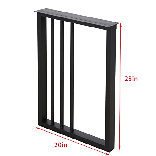 Metal Table Legs 28''Hight 20'' Wide Black Heavy Duty Furniture Legs for DIY Coffee Table Modern Desk Legs Industrial & Rustic Duty Square Tube Desk Legs Set of 2 (28X20 inch) - size: 28X20 inch
