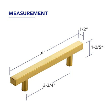 Ravinte Hardware Gold Cabinet Handles Drawer Pulls 3.75 Inch CC 25 Pack - color: Gold Square T-Shaped, size: 3-3/4" Hole Center