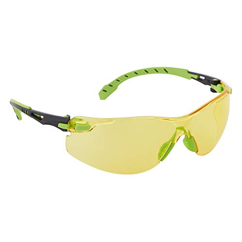 3M Safety Glasses, Solus 1000, Scotchgard Amber Lens, Green/Black Frame - style: Amber Lens, Green Black Frame