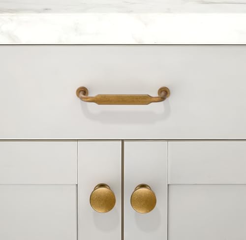 10 Pack Antique Brass Cabinet Pulls 3.75 Inch(96mm) Kitchen Cabinet Handles Solid Zinc Alloy Cabinet Hardware Drawer Pulls - color: Antique Brass, size: 3.75" Hole Center