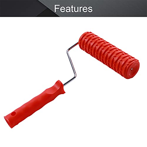 Utoolmart 7" Home Wall Rubber Paint Roller 175mm Wooden Grain Painting Roller with Plastic Handle 1Pcs - size: EG089T