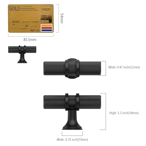 10 Pack Matte Black Knurled Cabinet Knobs Kitchen Black Knobs Drawer Pulls Hardware for Cupboard - color: Matte Black, size: Single Hole Mount - Knob