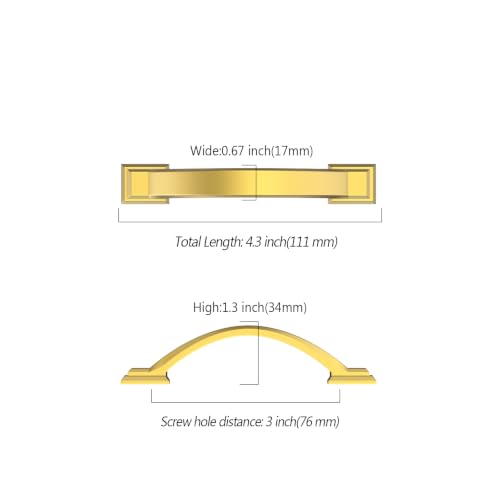 Asidrama 10 Pack 3 Inch(76mm) Vibrant Brushed Moderne Brass Cabinet Pulls Heavy-Duty Solid Kitchen Cabinet Handles Drawer Hardware for Bathrooms Cabinets 3150 - color: Vibrant Brushed Moderne Brass, size: 3" Hole Center(76mm), style: 10 Pack