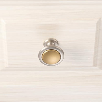 KOOFIZO 10 Pack Gold & Nickel Cabinet Knobs Round Single Hole Pulls 1960s - color: Brushed Gold + Brushed Nickel, size: Knob 1 - 10Pcs, style: Round