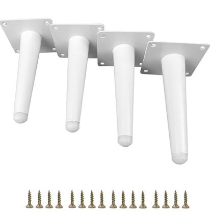4pcs 4 3/4 inch (12cm) White Metal Furniture with Level Feet - color: White, size: 4 6/8 inch