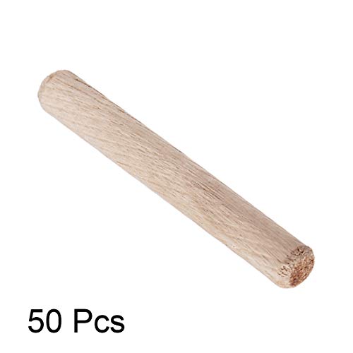 uxcell 0.31"x2.36"(8x60mm) Wooden Dowel Pin Wood Kiln Dried Fluted Beveled Hardwood 50pcs - size: 8x60mm