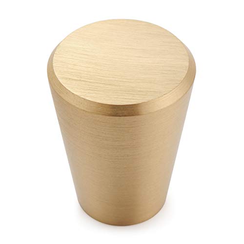 IVAILEX 10 Pack Brushed Brass Cabinet Knobs, Gold Solid Brass Drawer Knobs for Dresser, Furniture Hardware Knob, 0.8 inch Diameter Cone - color: Cone