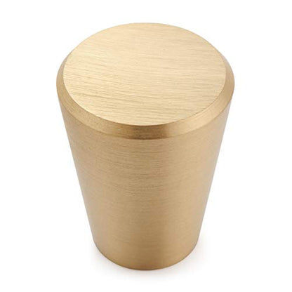 IVAILEX 10 Pack Brushed Brass Cabinet Knobs, Gold Solid Brass Drawer Knobs for Dresser, Furniture Hardware Knob, 0.8 inch Diameter Cone - color: Cone