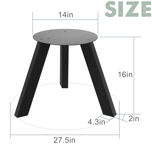 NXN-HOME 16 inch Round Plate Table Base Legs, Coffee Table Legs, Bench Metal Legs, Mid Century Home DIY Projects Black Furniture Legs(16”H x 14”W) - size: 16 inches - Round