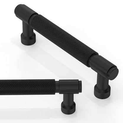 10 Pack Matte Black Knurled Cabinet Pulls 3.75 Inch(96mm) Kitchen Cabinet Handles Cabinet Hardware Drawer Pulls - color: Matte Black, size: 3.75" Hole Center