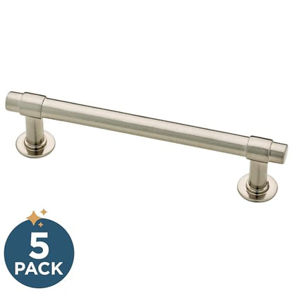 Franklin Brass Francisco (5-Pack) Cabinet Handles 4" Hole Center Pulls | Satin Nickel Hardware Kitchen Door, Drawers, Dressers, Furniture P29617Z-SNA-B - color: Satin Nickel Antimicrobial, size: 4" (102mm)