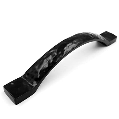 Jetland Arched Hammered Cabinet Pulls - 2-Pack, Flat Black, 5" Hole Centers, Rustic Solid Cast Handle Pulls for Dresser Nightstand Furniture, HT06110127 - color: Flat Black, size: 5 Inch Hole Centers