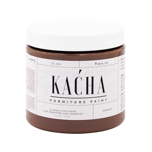 Kacha Furniture Paint | Brown Chalk Style Paint for Furniture, Cabinets, and Crafts | Pint -16 oz | Espresso | Low VOC | Matte | (Topcoat Required) - color: Espresso Brown, size: 16 Fl Oz (Pack of 1)