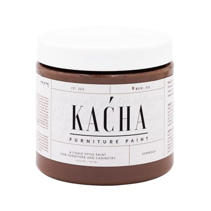 Kacha Furniture Paint | Brown Chalk Style Paint for Furniture, Cabinets, and Crafts | Pint -16 oz | Espresso | Low VOC | Matte | (Topcoat Required) - color: Espresso Brown, size: 16 Fl Oz (Pack of 1)