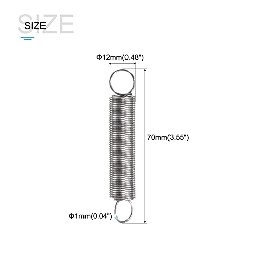 METALLIXITY Extension Spring (1x12x70mm/0.04"x0.48"x2.76") 5Pcs - size: 0.04"x0.48"x2.76"