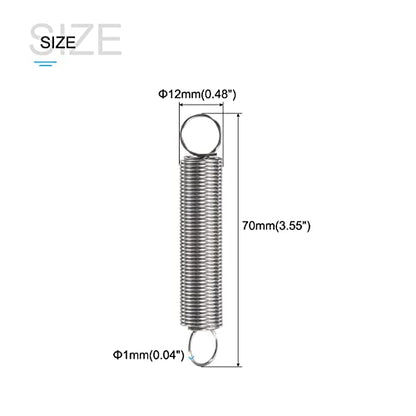 METALLIXITY Extension Spring (1x12x70mm/0.04"x0.48"x2.76") 5Pcs - size: 0.04"x0.48"x2.76"