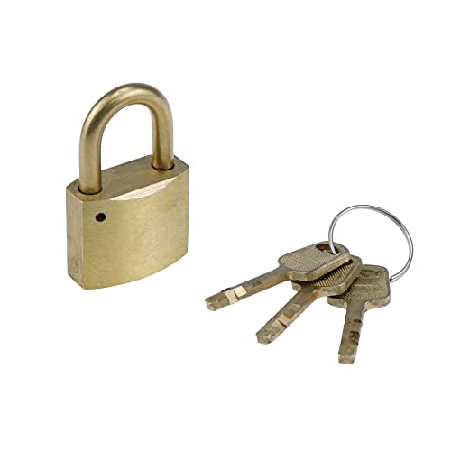 Antique Heavy Duty Gold Padlock with Key, 3cm Locker Lock - size: Light Brass Padlock