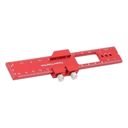 6 Inch Woodworking Sliding Ruler, Adjustable Aluminum Alloy Pocket Ruler, T Type Scribing with Dual Inch & Metric Scales, Ideal for Marking, Locating & Measuring