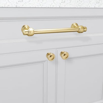 10 Pack 5 Inch Kitchen Cabinet Handles Brushed Brass Cabinet Pulls Zinc Alloy Drawer Pulls Solid Kitchen Hardware - color: Brushed Brass, size: 5'' Hole Center(128mm)