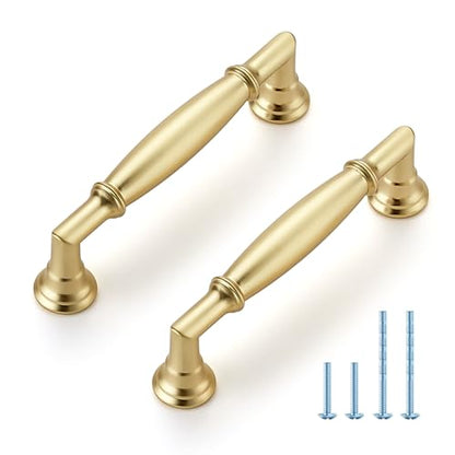 HOME EDIT Brushed Gold Cabinet Handles 3-3/4 Inch Pulls 5 Pack - color: Brushed Gold, size: 3-3/4 inches Hole Center