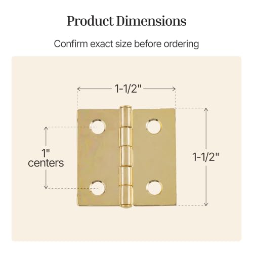 Brass Butt Hinges - 1-1/2" x 1-1/2" - Pack of 2 - Cabinet Door and Box Hinges - BH6-SB (1) - color: Brass