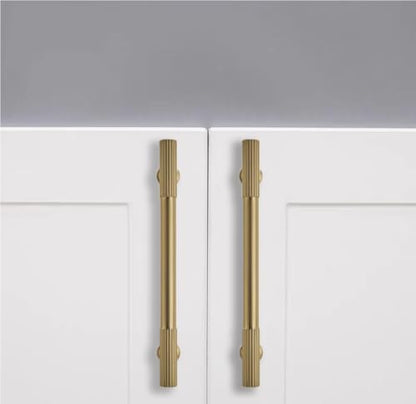 10-Pack 3-1/2 Inch Hole Center Brushed Brass Cabinet Pulls Solid Heavy Duty Cabinet Pull is Suitable for Drawers Dressers Handles Kitchens Bathroom cabinets - color: Brushed Brass, size: 3-1/2 Inch(89mm) hole center