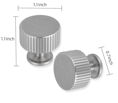 10-Pack 1-1/8 Inch Knob Brushed Satin Nickel Cabinet Pulls Solid Heavy Duty Cabinet Pull is Suitable for Drawers Dressers Handles Kitchens Bathroom cabinets - color: Brushed Satin Nickel, size: 1-1/8 Inch(28mm) Diameter