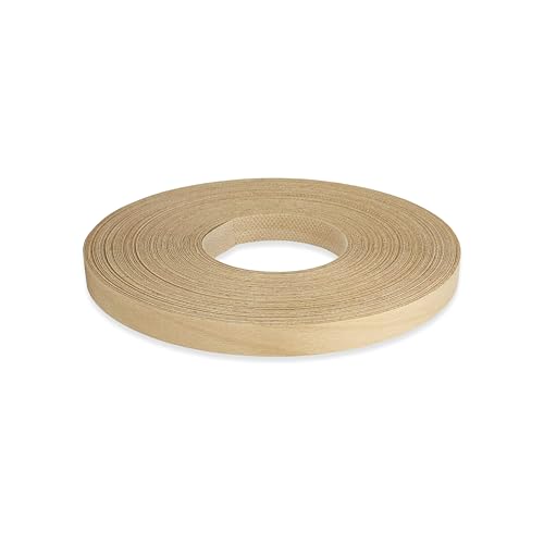Birch Veneer Edge Banding 3/4 inch x 25 ft Pre Glued Wood Adhesive Edging Trim Tape Iron On Flexible Strips Roll Furniture Laminate Glue Plywood Sheets Strips Sheet Band Formica Glue Bendable - size: 3/4 in x 25 ft