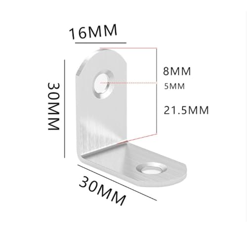 Stainless Steel Corner Brace, 20Pcs 90 Degree Right L-Shaped Metal Corner Connector Joint Plate, Cabinet, DIY Woodworking Projects with 40PCS Screws 1.2x0.6in (30x30x16（20pcs） - size: 30x30x16（20pcs）