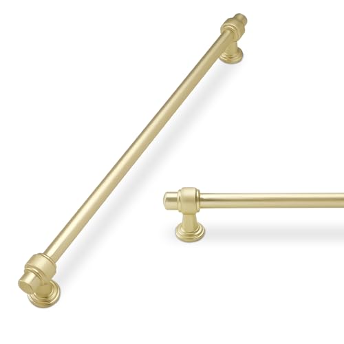 10 Pack 10 inch(254mm) Brushed Brass Kitchen Cabinet Handles Cabinet Pulls Gold Drawer Pulls Kitchen Cabinet Hardware Handles Dresser Handles - color: Brushed Brass, size: 10" Hole Center（254mm）
