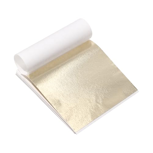 KIRIN 50Pcs Champagne Silver Gold Leaf Sheets, 3.54x3.54 Inches Foil Sheets for Crafts, Sculptures, Furniture, Art Decorations, Gilding, Nails & Paintings - color: champagne silver