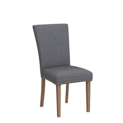 COLAMY Upholstered Parsons Dining Chairs Set of 4, Fabric Dining Room Kitchen Side Chair with Nailhead Trim and Wood Legs - Dark Grey - color: F-darkgrey, size: Set of 4