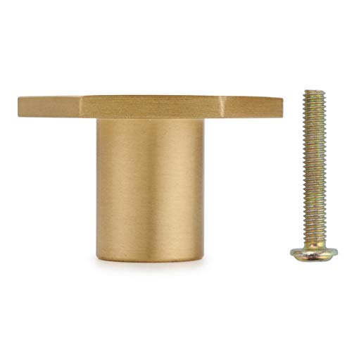 IVAILEX 10 Pack 1.3" Gold Knobs for Cabinets and Drawers, Gold Cabinet Knobs, Pure Solid Brass Knobs, Hexagon Drawer Pulls, Brushed Brass Knobs for Kitchen (34mm/1.3 inch) - color: Gold