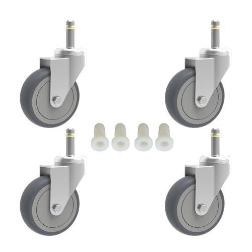 RILIDRI 2-Inch Swivel Stem Caster, 7/16-Inch Stem Diameter Rubber Wheel, Thermoplastic Rubber TPR Replacement Wheels for Weber Grill Shop Vac - 4 Pack - size: 2 Inch-125LB(4 Swivel)